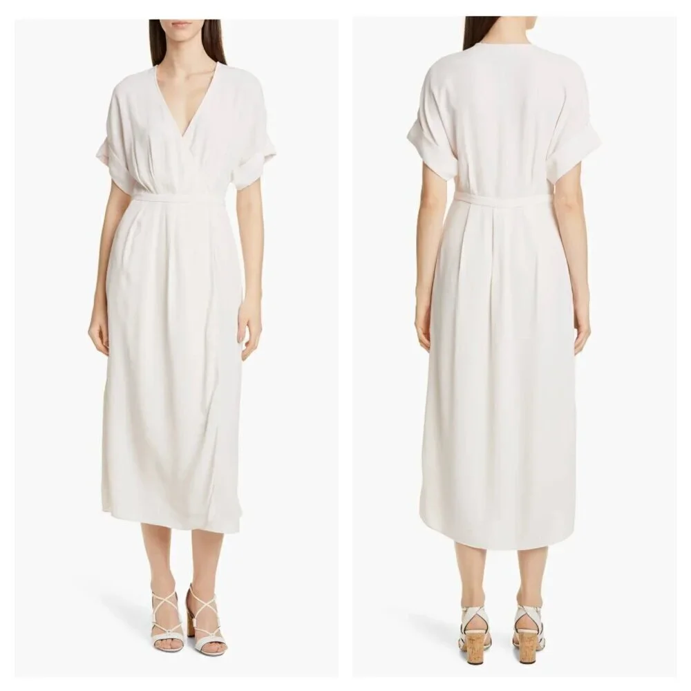 NEW Equipment Tavine Midi Wrap Dress Light Pink Size 10